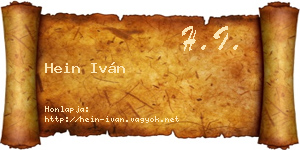 Hein Iván névjegykártya